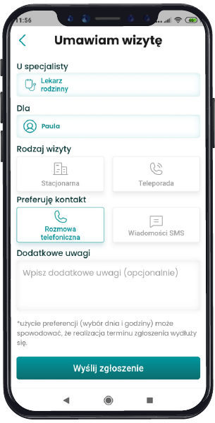 Aplikacja mobilna S7HEALTH umów wizytę u lekarza specjalisty na badania